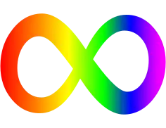 Symbole de l'infini aux couleurs de l'arc-en-ciel.