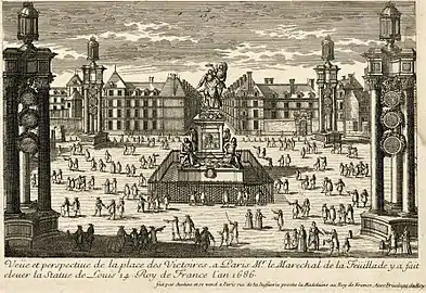 Place des victoires à Paris, château de Versailles