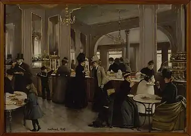 La Pâtisserie Gloppe aux Champs-Élysées (1889), par Jean Béraud (1849-1935).