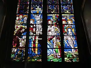 Photo du registre inférieur de la baie 51 représentant la Passion du Christ