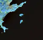 Photographie en fausses couleurs de la baie.