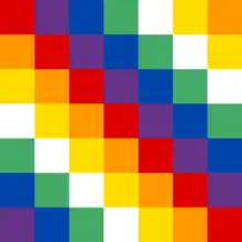 Wiphala du Chinchay Suyu (couleurs vives, carreaux rouges sur la diagonale)