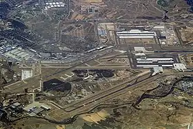Vue d'ensemble de l'aéroport de Madrid-Barajas, le lieu de l'accident.