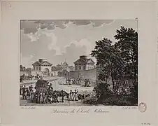 Lithographie de la barrière de l'École-Militaire, avant 1824.