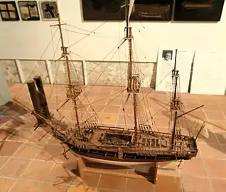 Bateau votif du XVIIIe siècle de la confrérie des Bateliers à l'église paroissiale de Saint-Pierre-du-Mont