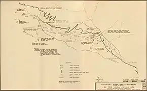Carte topographique indiquant les positions et mouvements des belligérants.