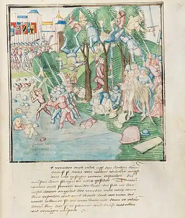 Massacre des soldats bourguignons par les confédérés.