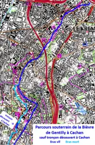 Bièvre ancien cours et découverte à Cachan et Gentilly.