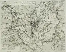 Le fort Crèvecœur (en haut à gauche) lors du siège de Bois-le-Duc de 1629 d'après Joan Blaeu (1596-1673), 1649.