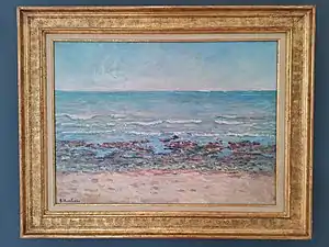 Blanche Hoschédé, Plage de la côte normande, n.d., huile sur toile, 53 × 74 cm, Musée de Vernon, Vernon.