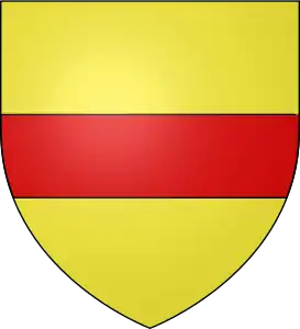 Blason de la famille Penhoët (« d'or,à la fasce de gueules »).