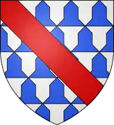 Le blason, vair bandé de gueules, des premiers barons.