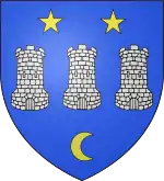 Avant 1817 : D’azur, à trois tours d'argent, rangées en fasce, accompagnées en chef de deux étoiles d’or et en pointe d’un croissant de même (Armorial de Riestap).