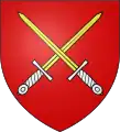 Armes de la commune de Bressolles (Ain) : de gueules aux deux épées d’or garnies d’argent passées en sautoir.