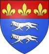 Loup Langue : toujours D'azur à deux loups d'argent lampassés de gueules,... (Louveciennes)
