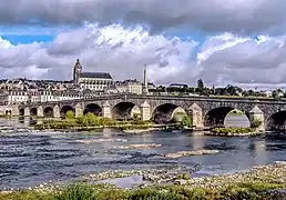 Vue sur le pont et la cathédrale depuis le quartier Vienne (rive gauche).