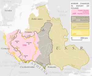 Évolution du territoire de la Pologne entre 1000, 1569, 1939 et 1945