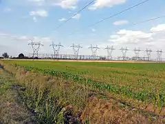 Vue d'ensemble vers le nord du poste RTE-EDF de Bouqueval - Le Plessis-Gassot.