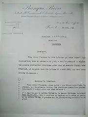 Lettre d'affaire tapée à la machine.