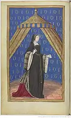 Briséis écrivant (début du XVIe siècle), miniature pour les Héroïdes d'Ovide, Paris, BnF.