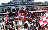Joueurs de Liverpool célébrant leur victoire en Ligue des Champions en 2005.
