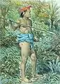 Un Punan Bah&nbsp;(en). Lithographie de C.F. Kelley, dessin de Carl Bock.
