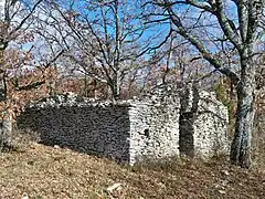 Cabanon en ruine, ancien jas de pierre sèche.