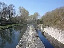 Canal de la Dive vu depuis l'écluse de la Motte Bourbon, à la frontière entre la Vienne et le Maine-et-Loire.