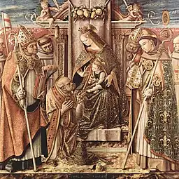 Carlo Crivelli (1430/1435-1495), Vierge trônant entourée de sept saints.