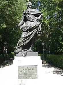 Charles III, statue du Jardin botanique royal de Madrid.