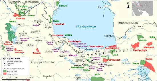 Carte de répartition de zones protégées.