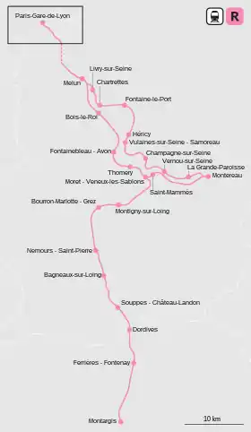 Voir la carte de la ligne.