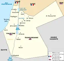Mandat britannique en Palestine (ex-"zone brune") et en Transjordanie