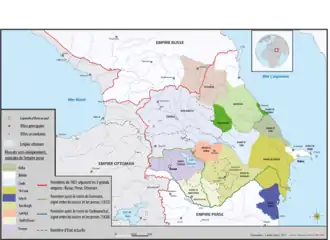Carte des khanats du Caucase (1817-1864)