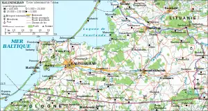 Carte de l'oblast de Kaliningrad avec la position de Kaliningrad