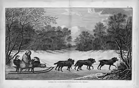 Homme du Kamtchatka voyageant en hiver