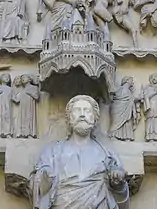 Le « Beau Dieu » sur le portail du Jugement dernier.