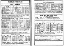Les horaires des lignes en mai 1914