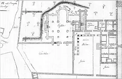 Plan des bâtiments de l'ancienne abbaye.