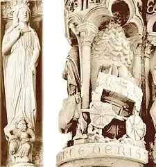 Arche d'alliance représentée sur un pilier du portail nord de la cathédrale de Chartres.