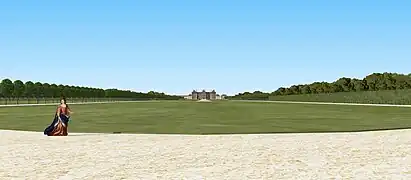 Vue sur le château du Plessis-Belleville, depuis la demi-lune de Bacchus, XVIIIe siècle.