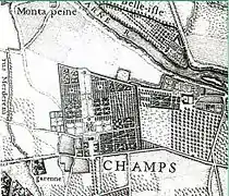 Carte topographique des environs de Paris - Château de Champs - Abbé Jean Delagrive 1740.