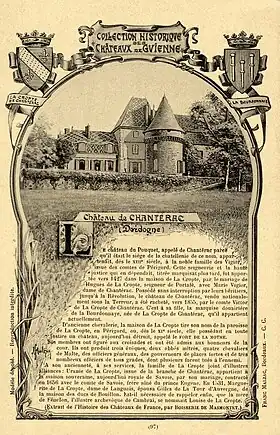 Carte postale représentant le château de Chantérac