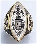 Chevalière du prince de Norreys  Devise: "Sic Fortes Nominantur" Parti : Gaillard de Longjumeau, Orléans-Angoulême