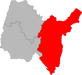 Carte de la deuxième circonscription de l'Ain de 1958 à 1986