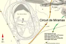 Carte du circuit de Miramas et des environs.
