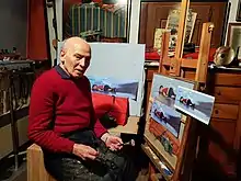 Claude Yvel à son chevalet