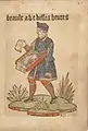 Colporteur de livres, «Anciens cris de Paris», XVIe siècle — «beaulx abc» (abécédaires) et «belles heures» (livres de prières).