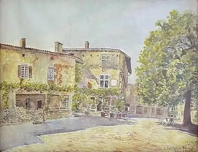 L'Hostellerie du Vieux Pérouges, aquarelle.