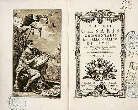 Commentarii de Bello Gallico, édité à Venise en 1783 par Bettinelli.